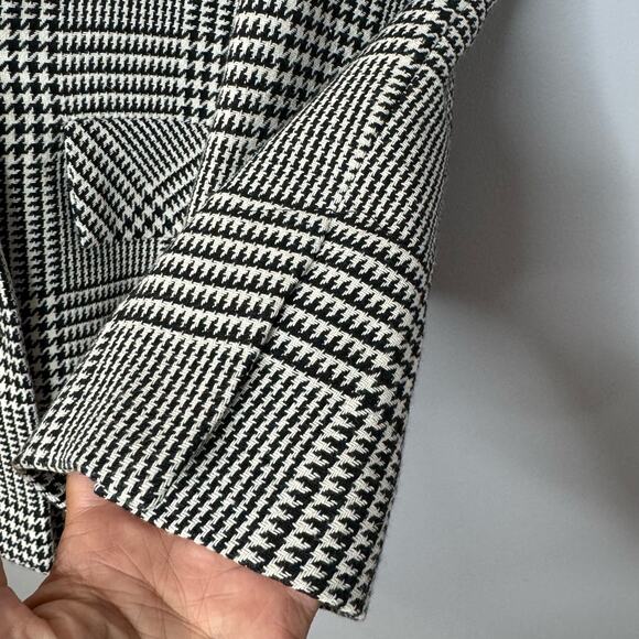 Zara Women's Doble Breasted Checkered Blazer White with Black Relaxed Fit L - Picture 8 of 10